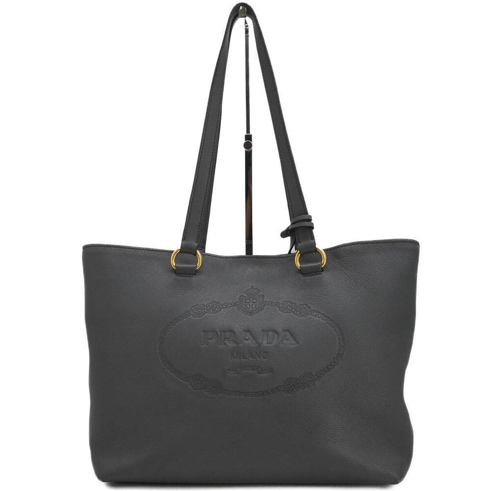 PRADA Vitello Phoenix Tote Bag Shoulder Gray